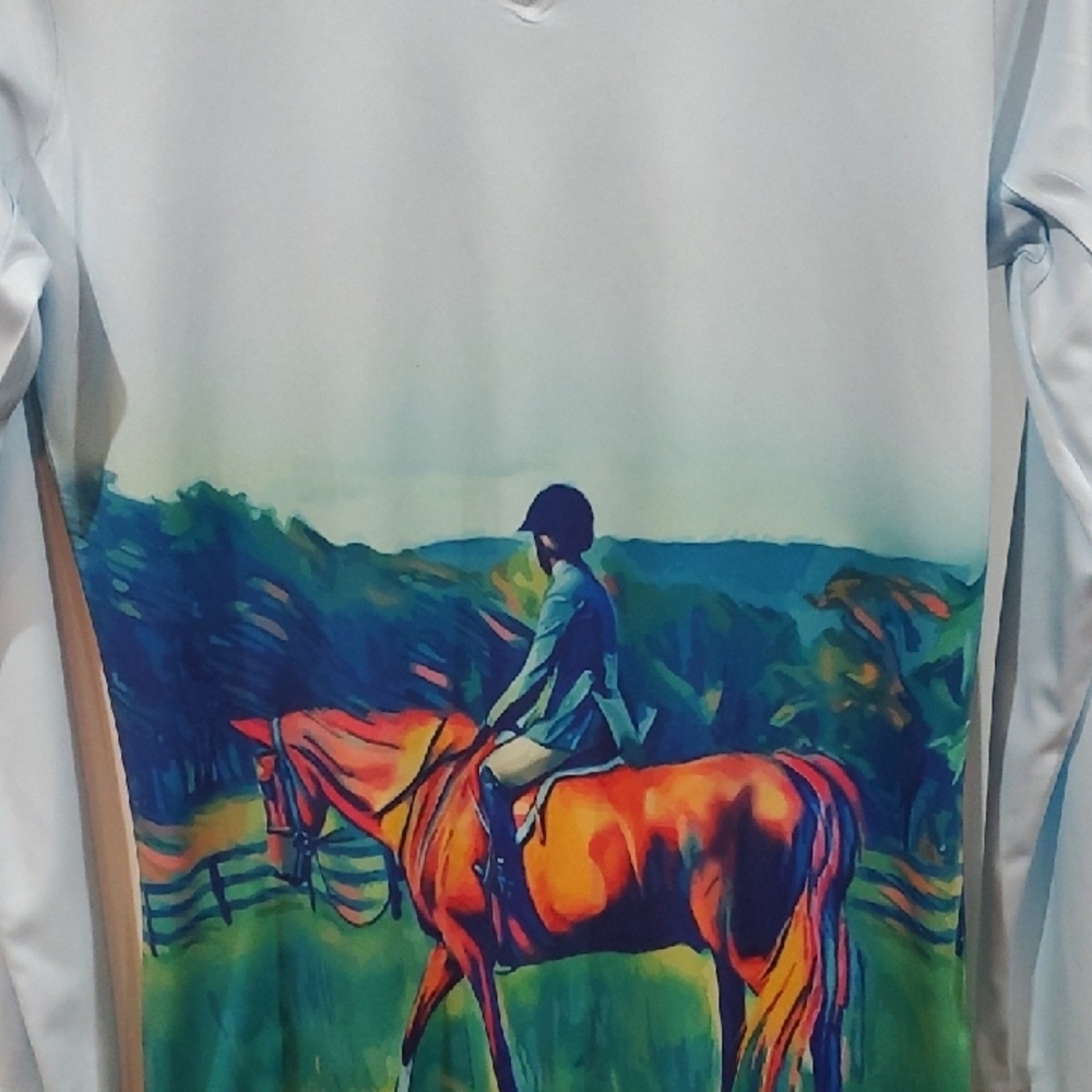 Noble Pony Equestrian Print Women's Jersey Top Small